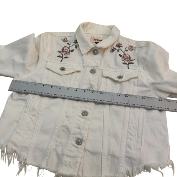 Driftwood Embroidered Western Denim Jacket Longhorn Floral Boho Trucker Medium - Picture 10 of 12